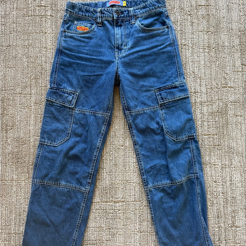 Empyre Medium Blue Loose Fit Denim Cargo Pants